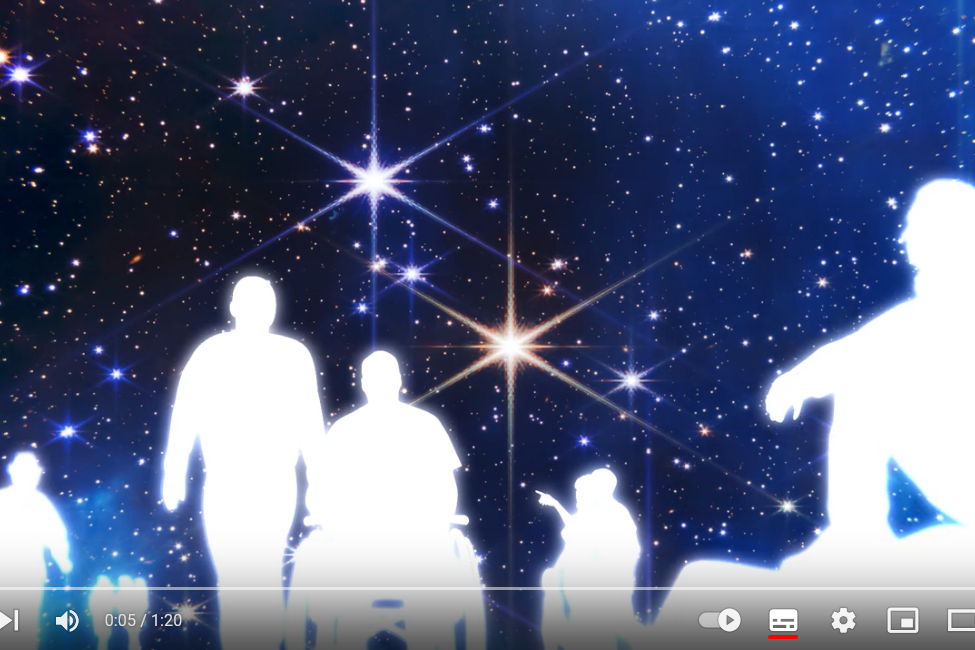 Screenshot des Videos Universe on Tour mit Darstellung des Sternenhimmels.