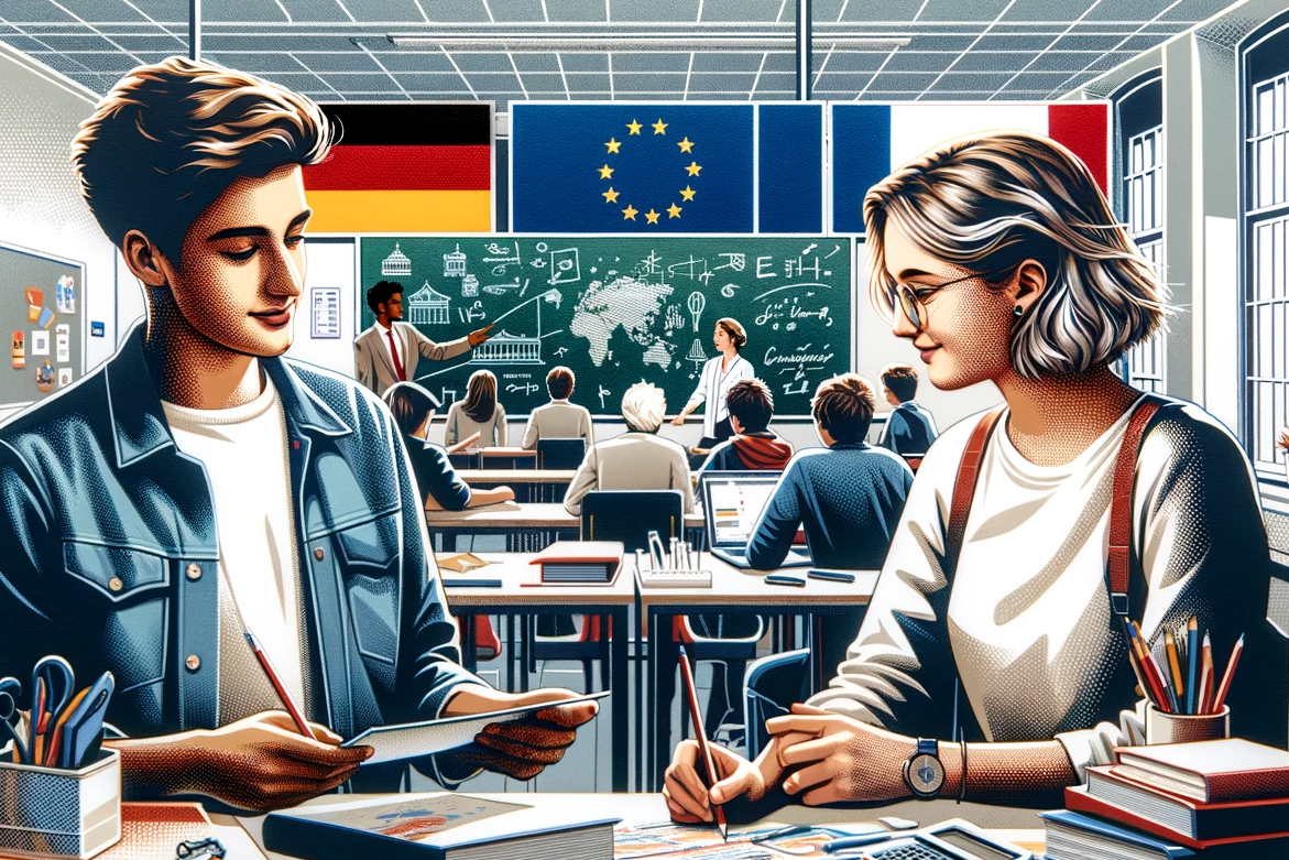 Mädchen und Junge im Klassenzimmer