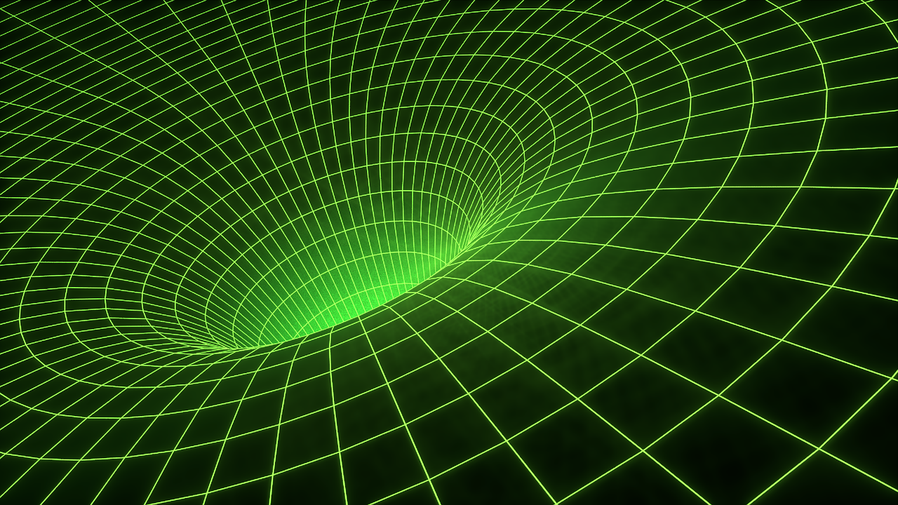 Wurmloch/Physik: Abstrakte Darstellung von Raum, Zeit, Licht.