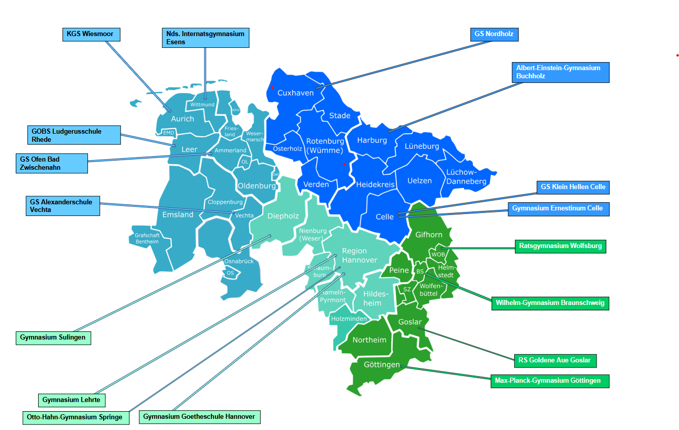 Landkarte Multiplikatorenschulen LemaS