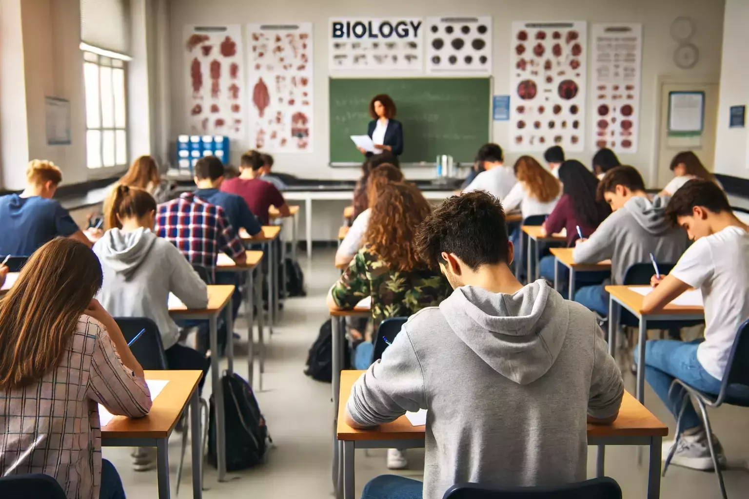 Jugendliche von hinten im Klassenzimmer