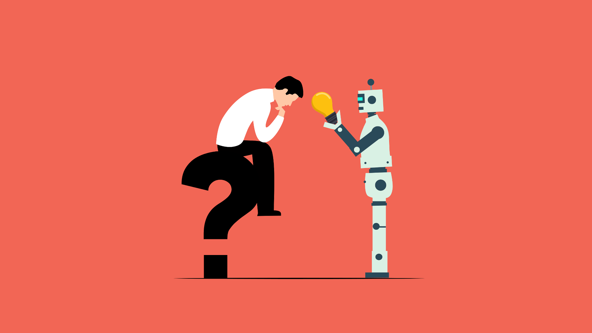 Mensch und Roboter denken nach
