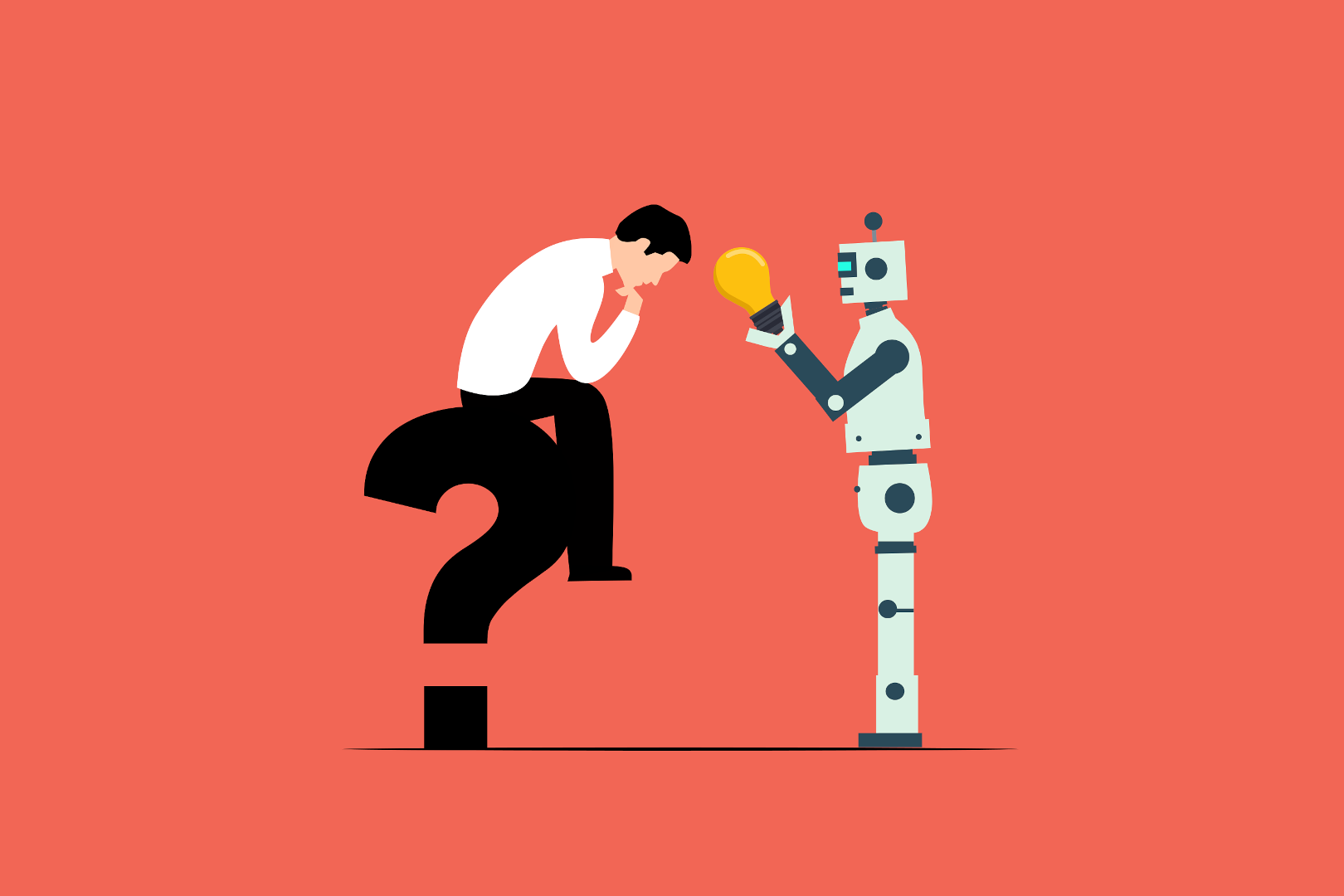 Mensch und Roboter denken nach