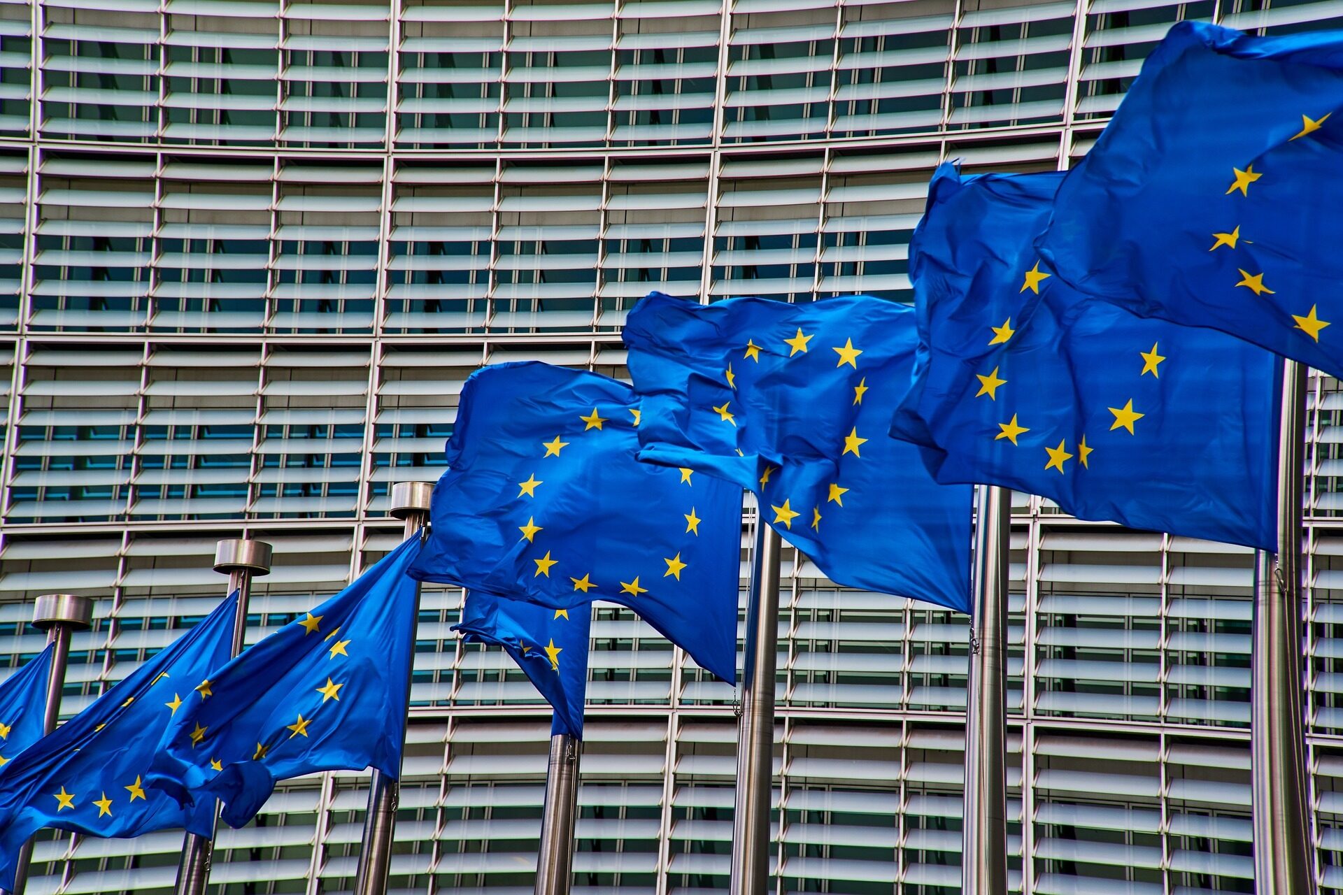 EU-Flaggen vor einem Gebäude