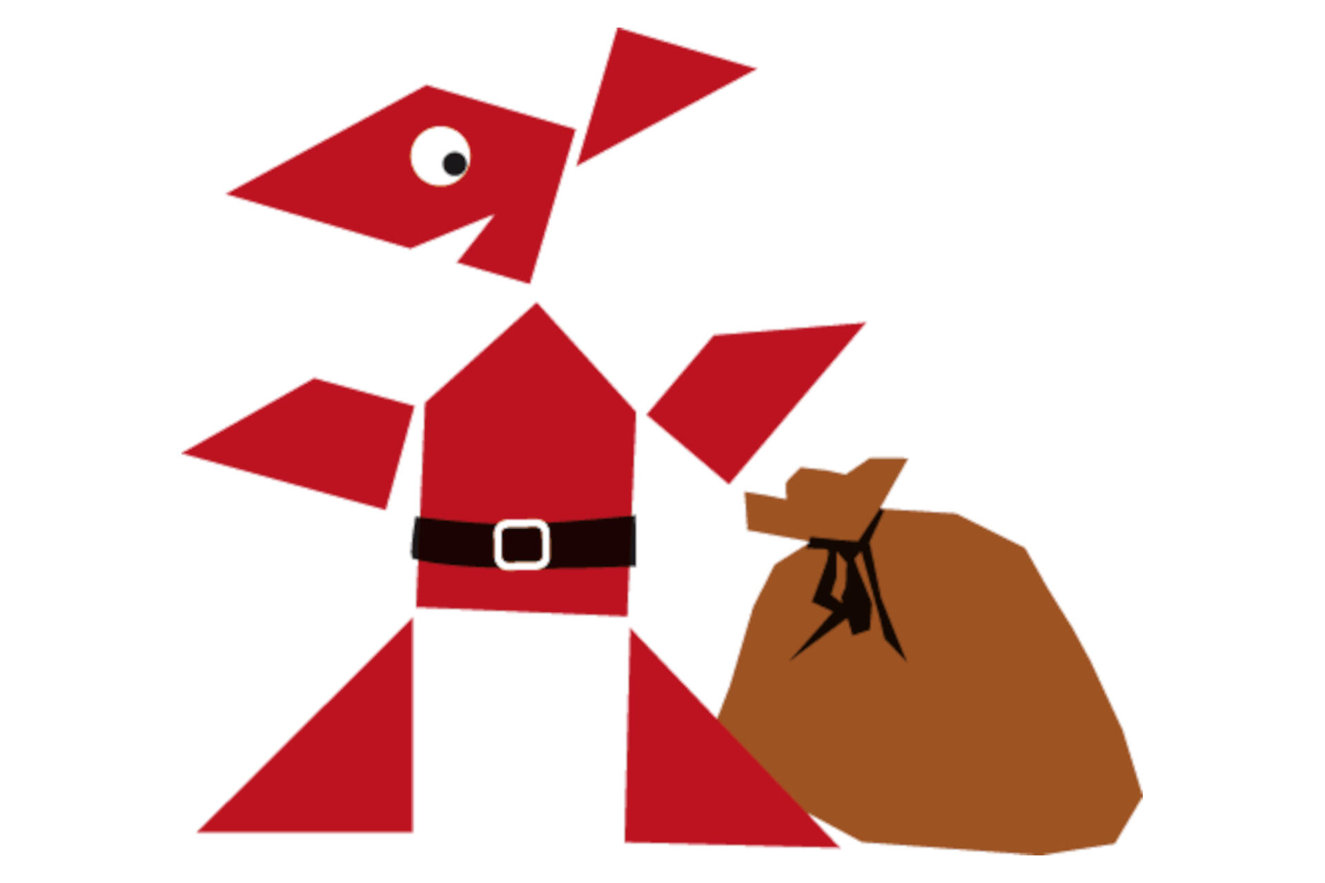 rotes Kängeru mit Weihnachtssack