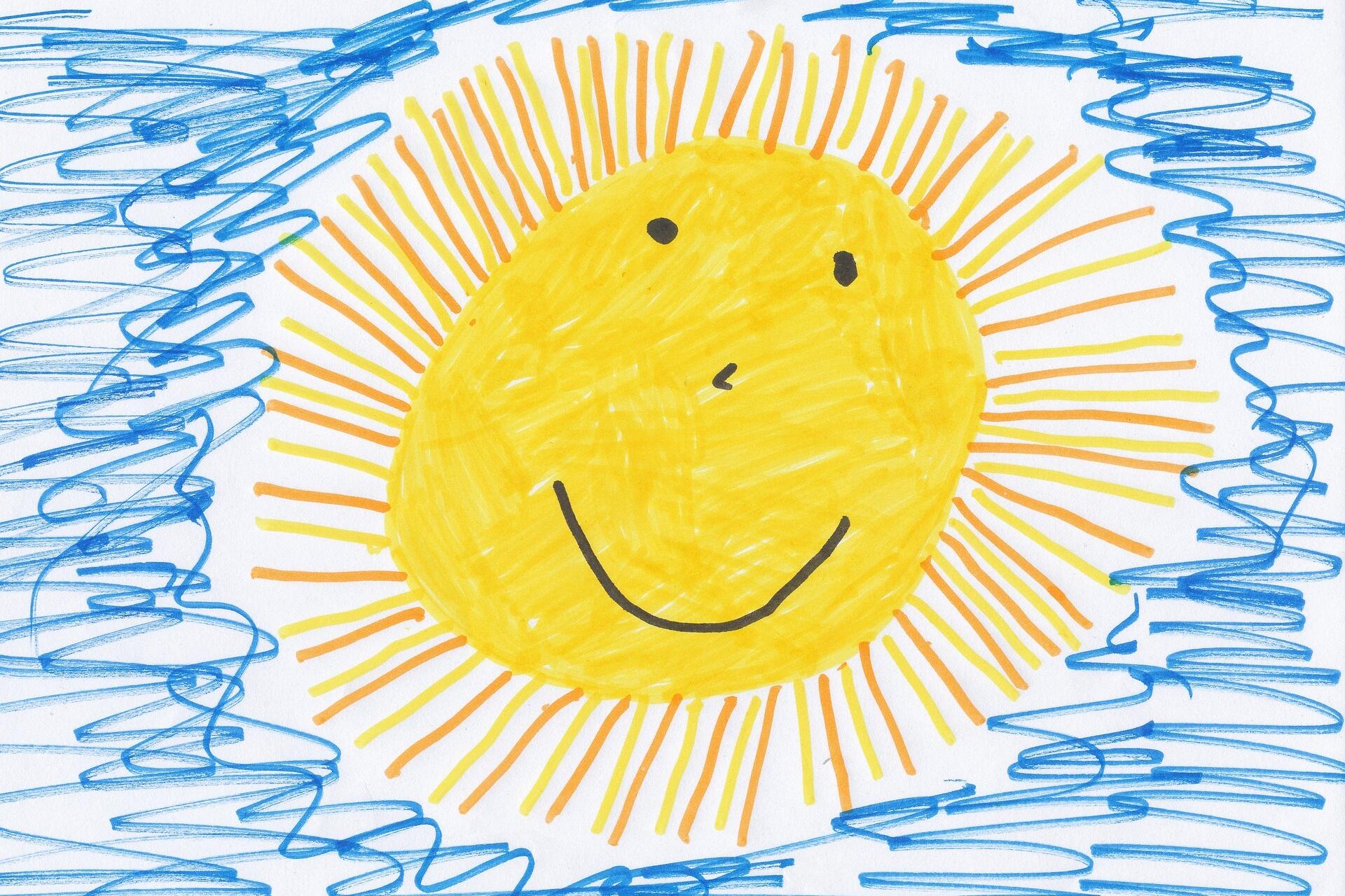 gemaltes Bild mit Sonne