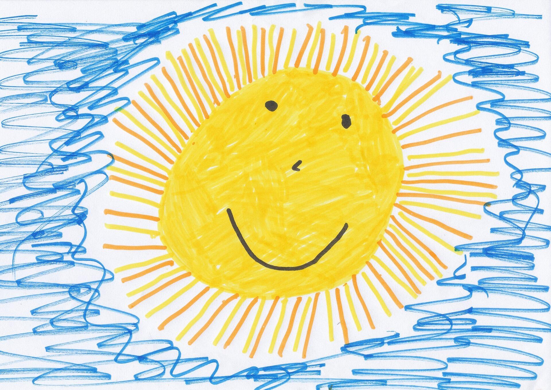 gemaltes Bild mit Sonne