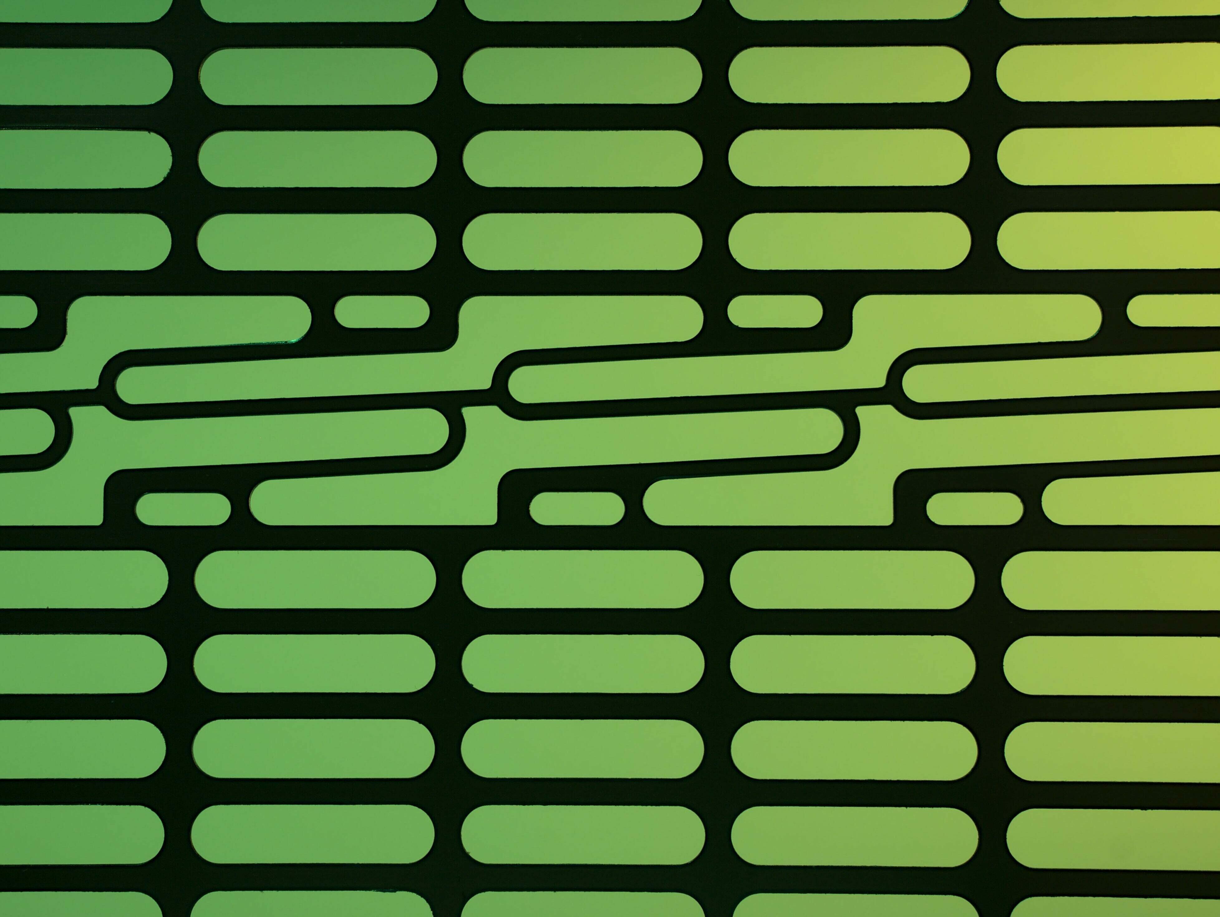 Fortbildungen in allen sechzehn Bundesländern. Als Symbol eine Textur als Muster in gelb-grün und schwarz, das ineinander greift.