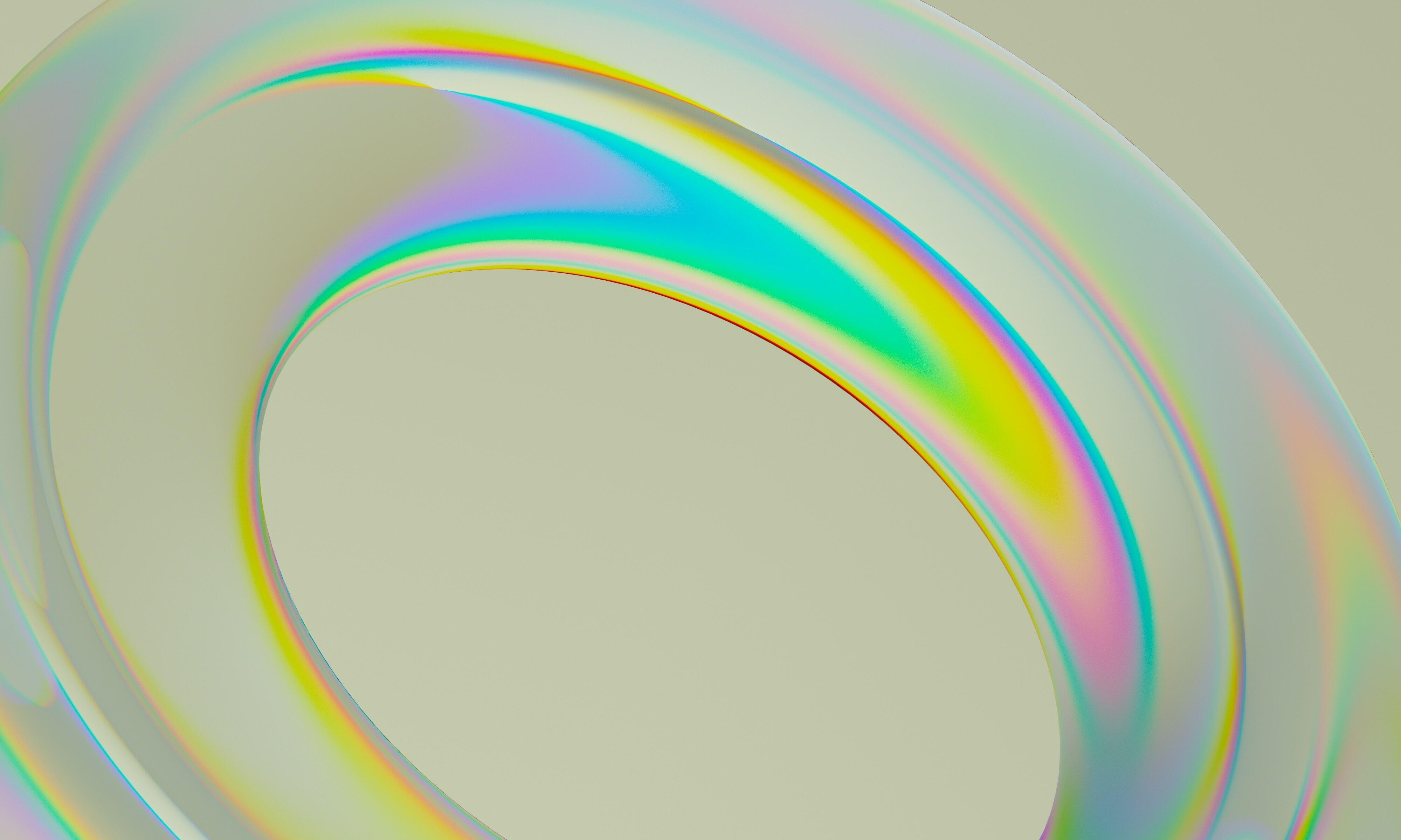 Rundes, bunt schimmerndes Element mit Öffnung in der Mitte als Visualisierung des Themas "Spielraum für Begabungsförderung".