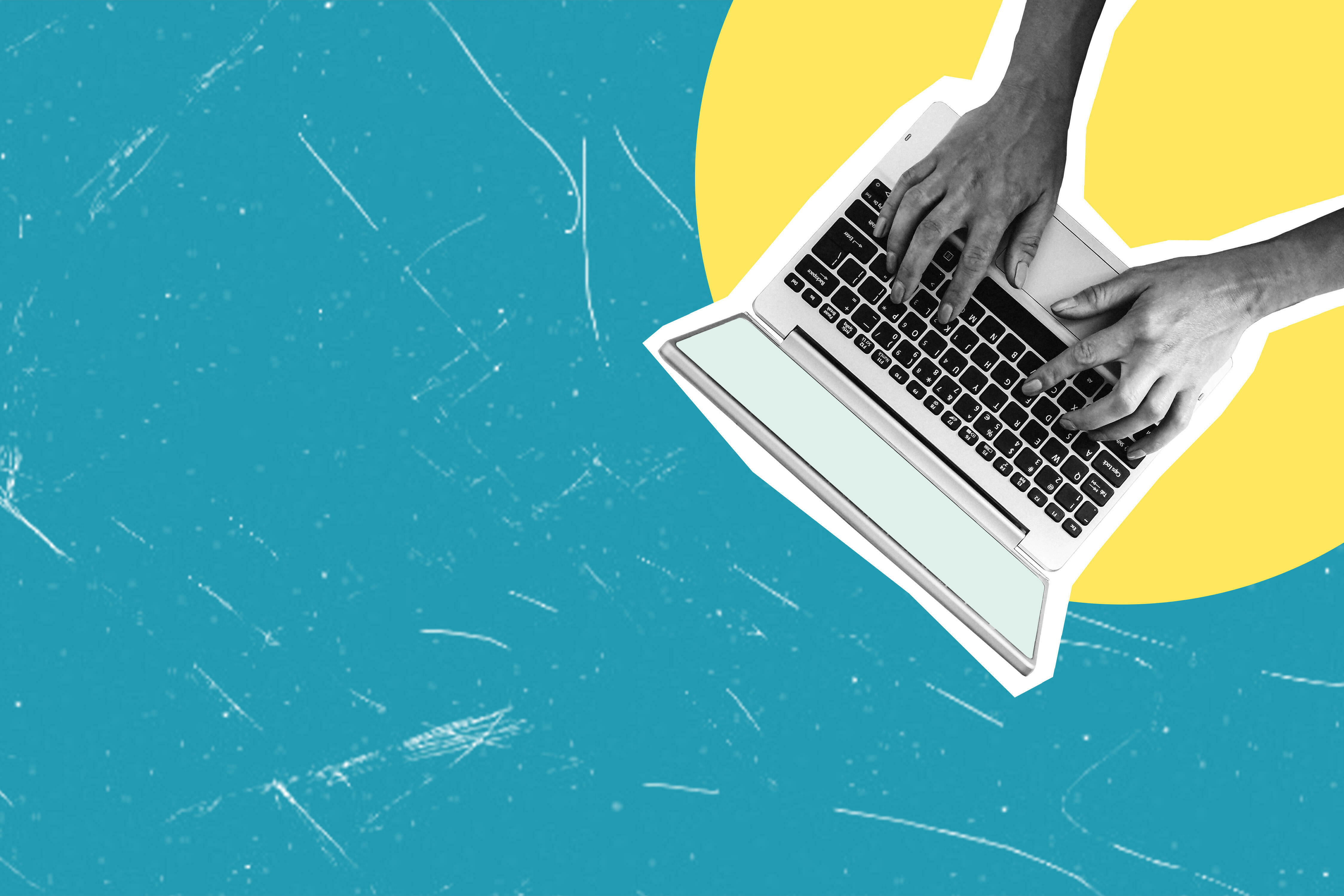 Grafik Laptop und Hände