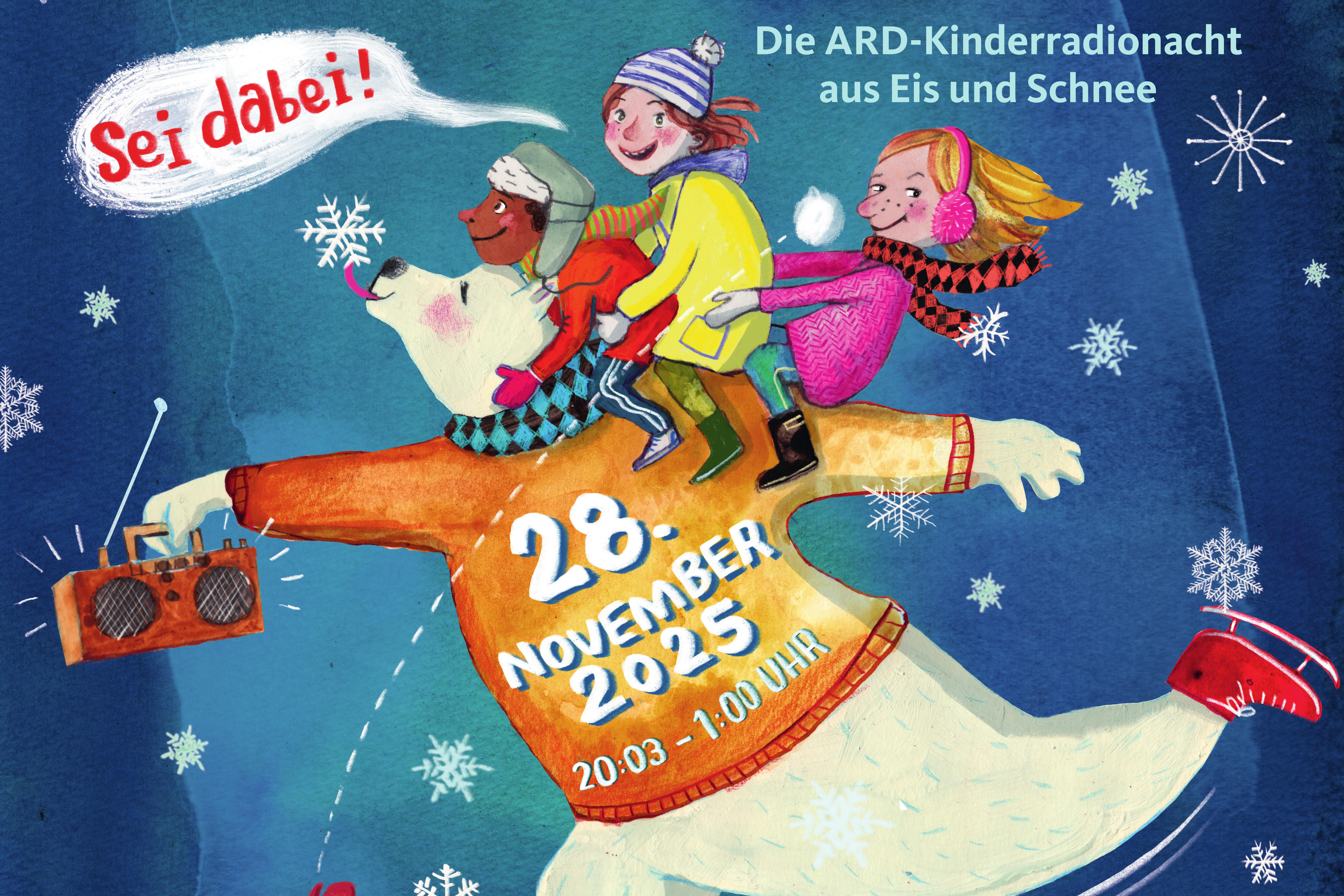 Schneemann auf Schlittschuhen