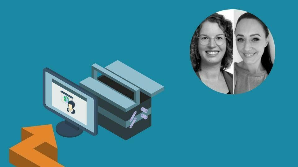 Workshopsymbol und die Referentinnen Lena Sielemann und Stephanie Apresjan