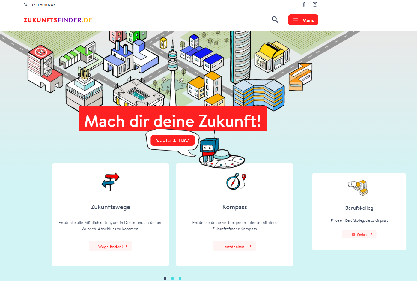 Abbildung Startseite zukunftsfinder.de