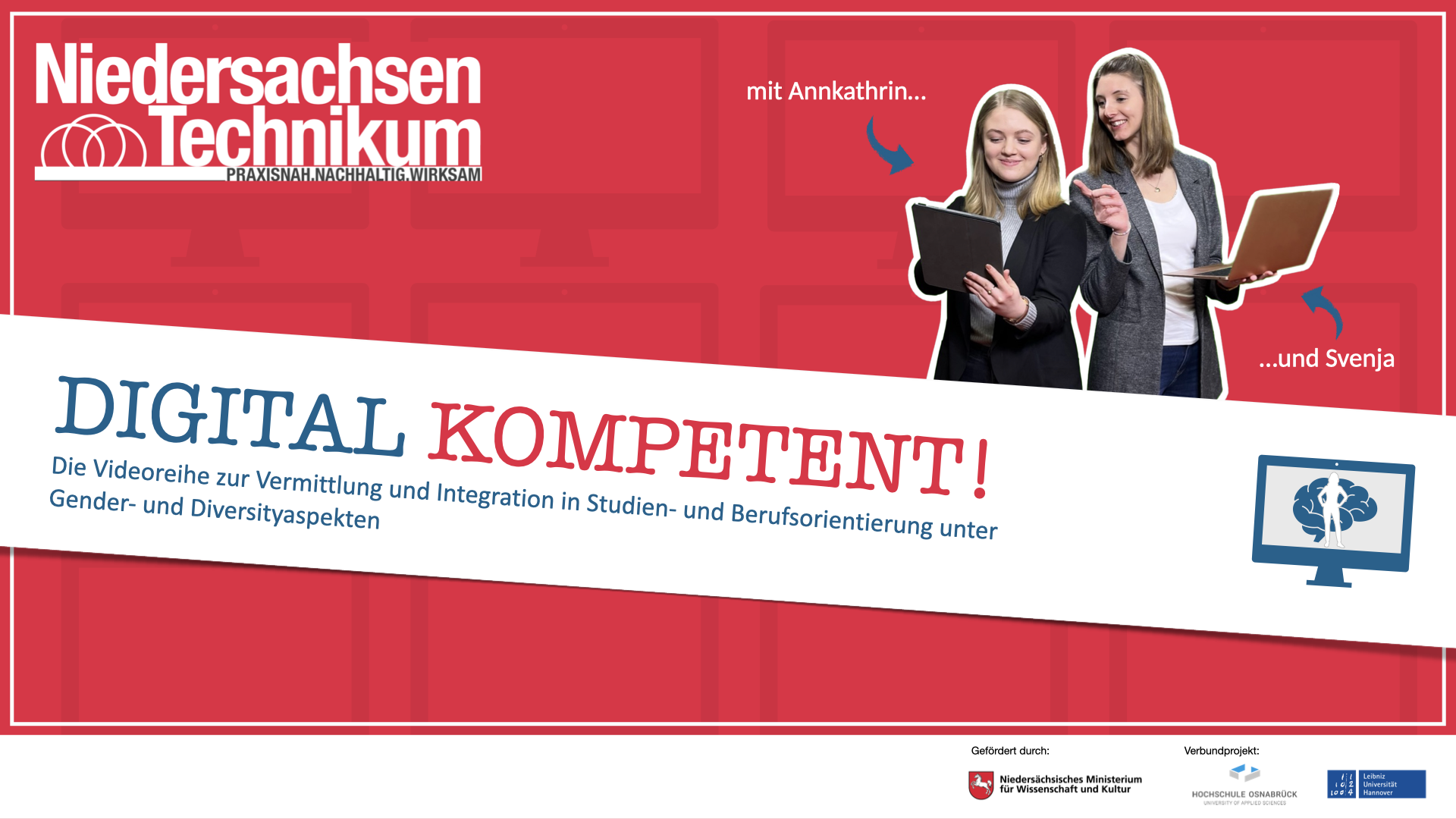 Ein Plakat zur Bewerbung der Video-Reihe "Digital kompetent" des Niedersachsen-Technikums.