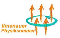 Logo des Physiksommers - kreisförmiger Pfeil, durchstoßen von fünf aufwärtsstrebenden Pfeilen