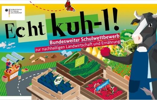 Flyertitelseite 2020/2021 des Schulwettbewerbs "Echt kuh-l!"