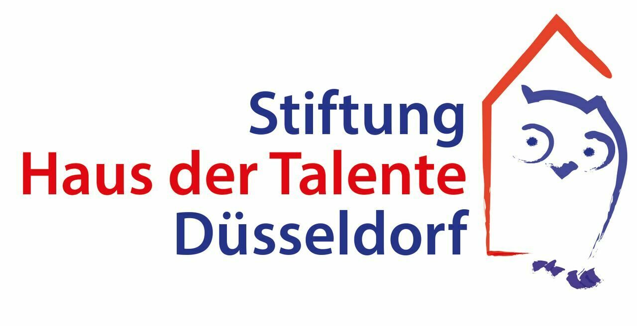 Logo Stiftung Haus der Talente, Strichzeichnung Eule im Haus