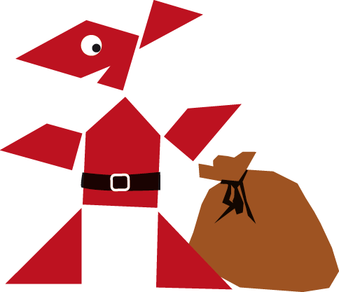 Grafische Gestaltung eines Kängurus als Nikolaus mit Geschenkesack.