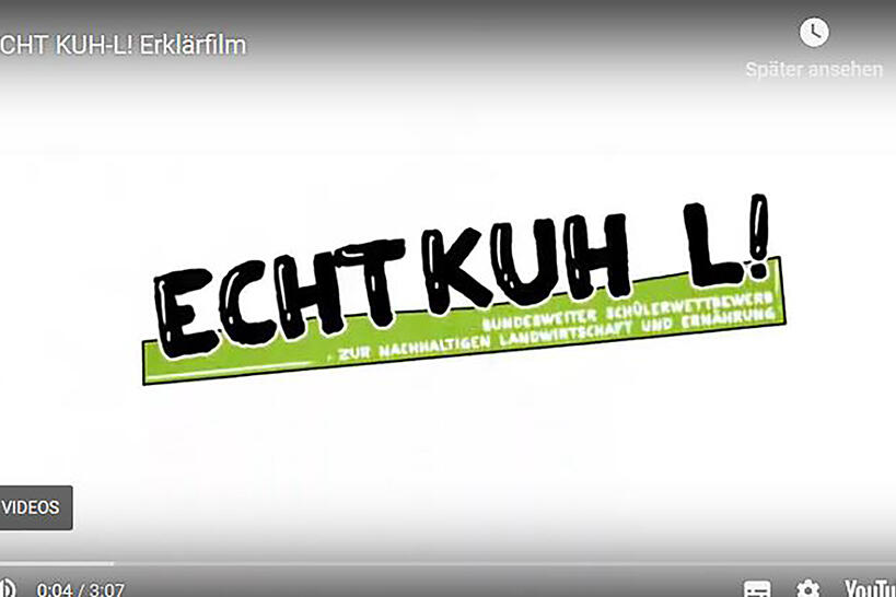 Ausschnitt der Startseite des Erklärfilms zum Wettbewerb Echt Kuhl