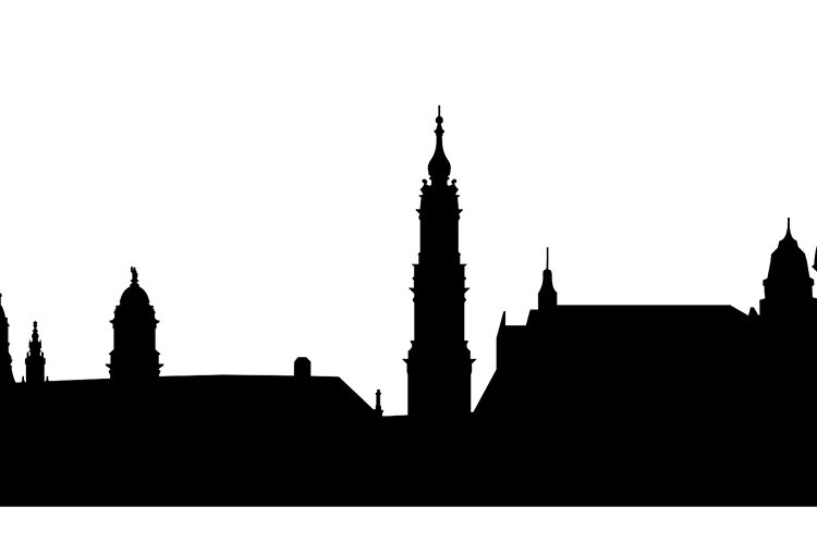 Silhouette der Stadt Dresden mit Frauenkirche