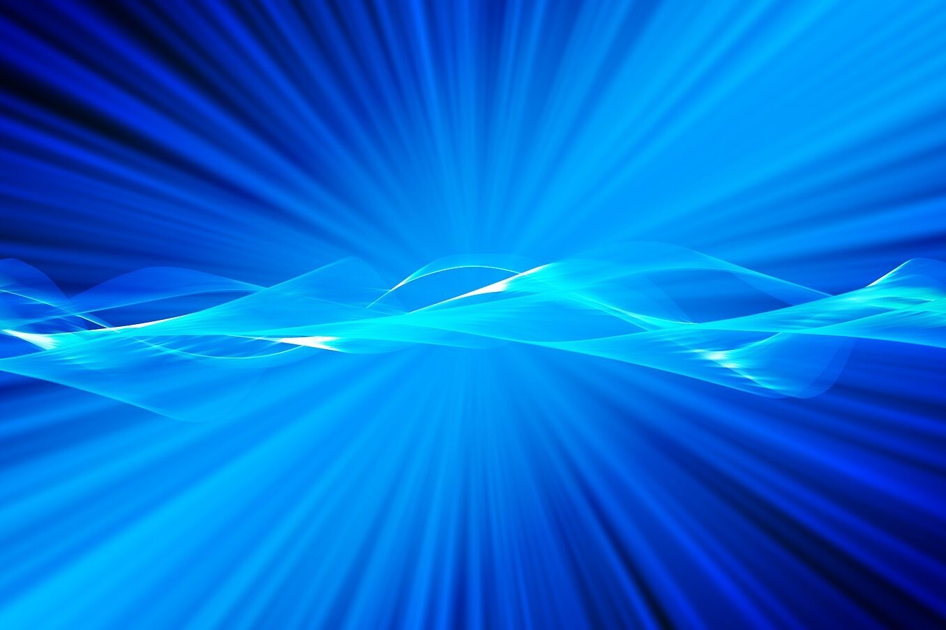 Grafische Gestaltung von Strahlen vor blauem Hintergrund.