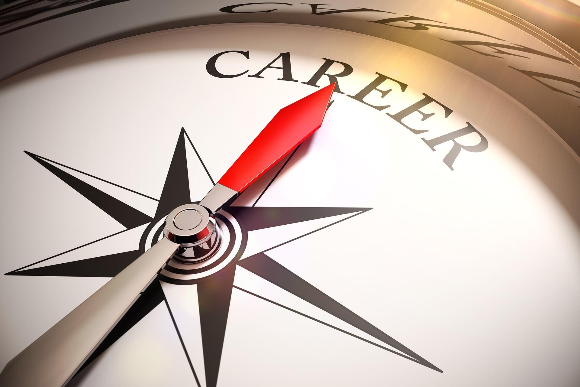 Abbildung eines Kompasses mit der Aufschrift Career