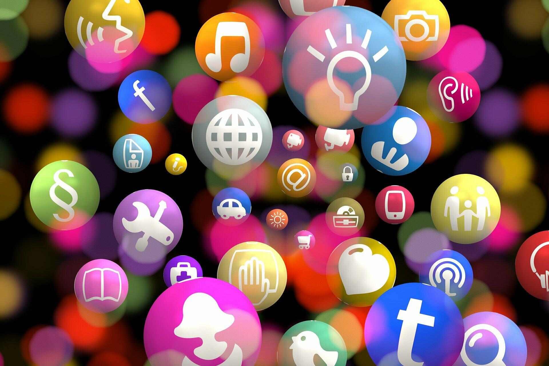 Grafische Darstellung von Internet-Icons- und -Apps.
