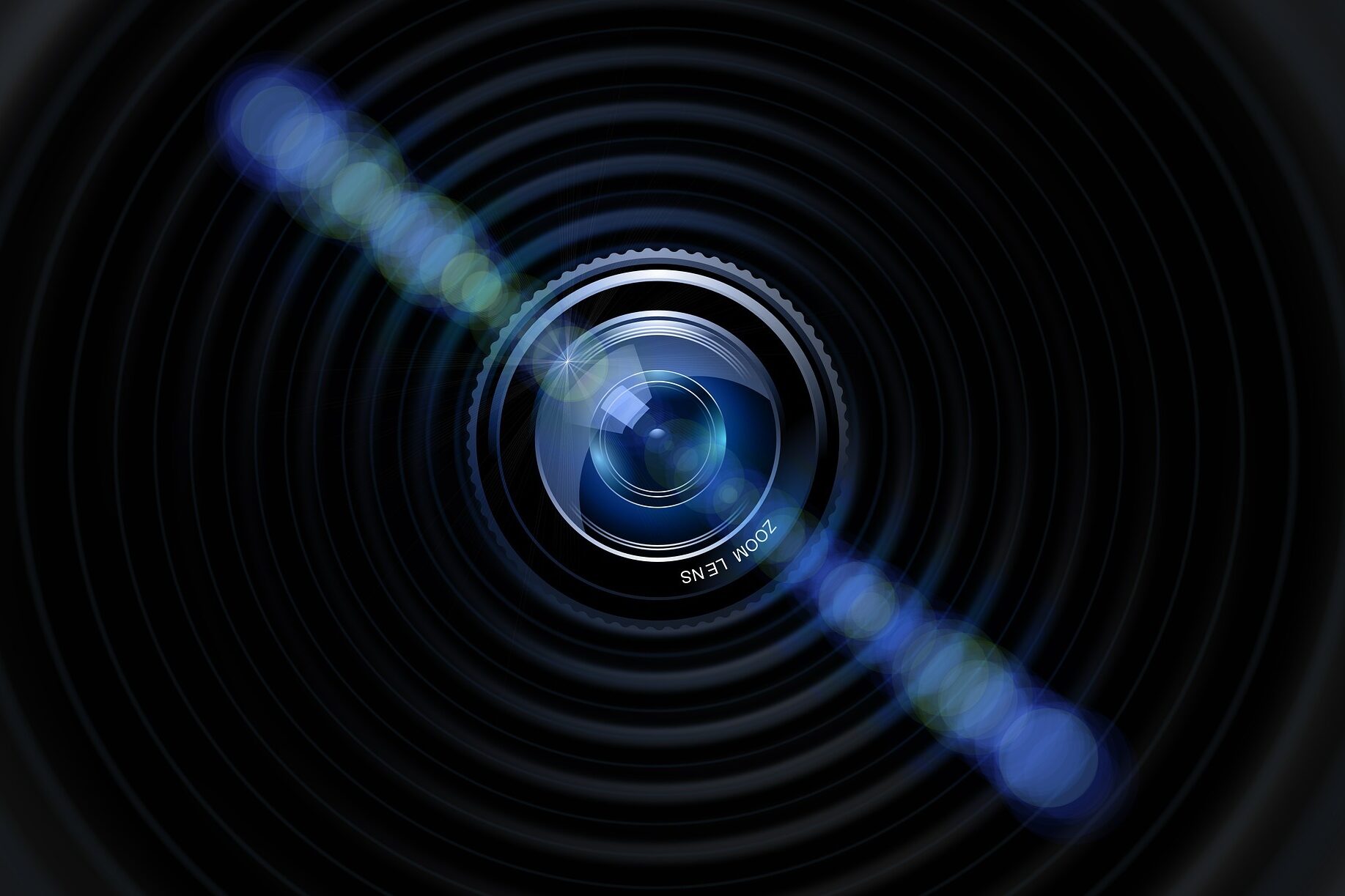 Die Abbildung des Objektivs einer Kamera