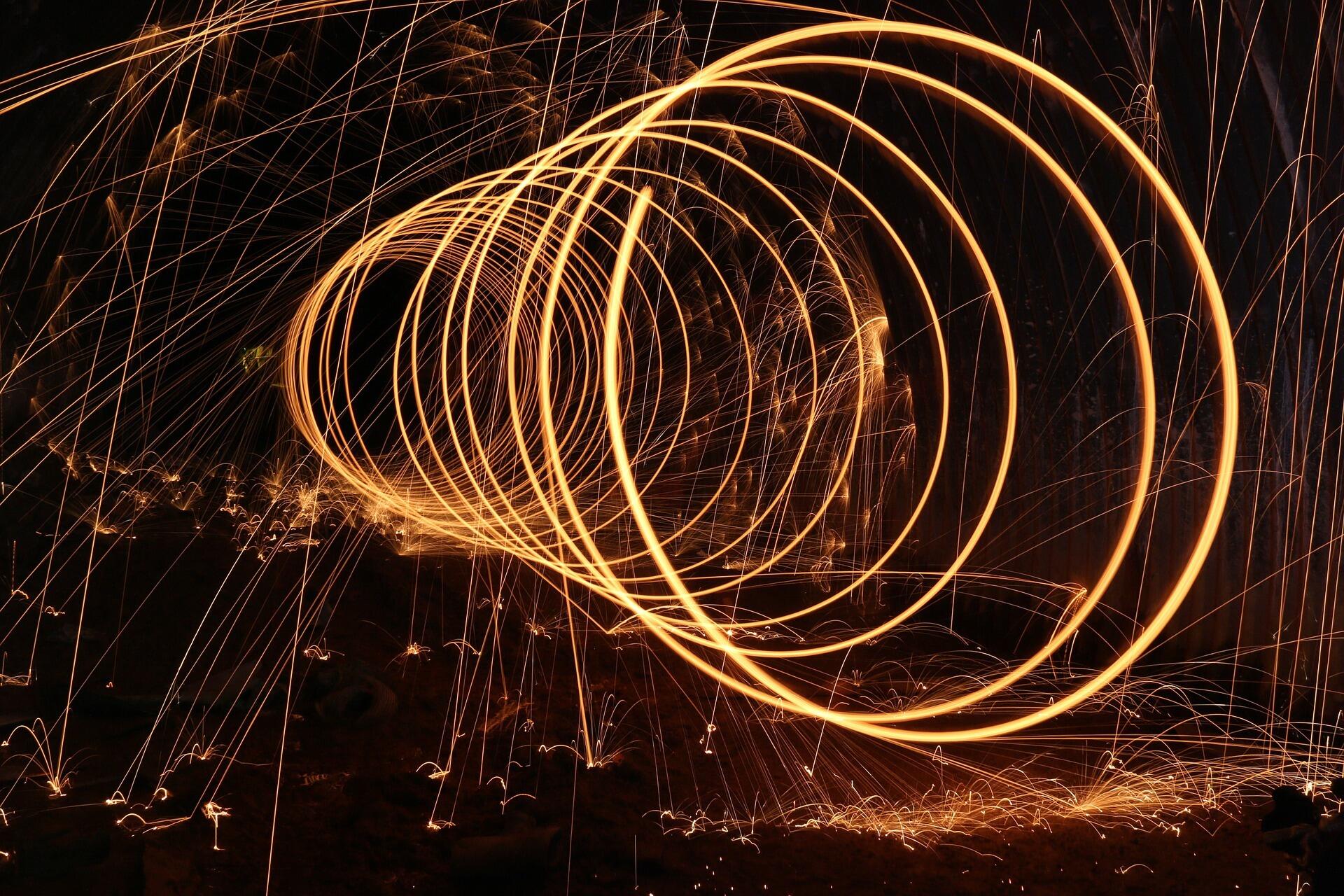 Stahlwolle als Spirale.