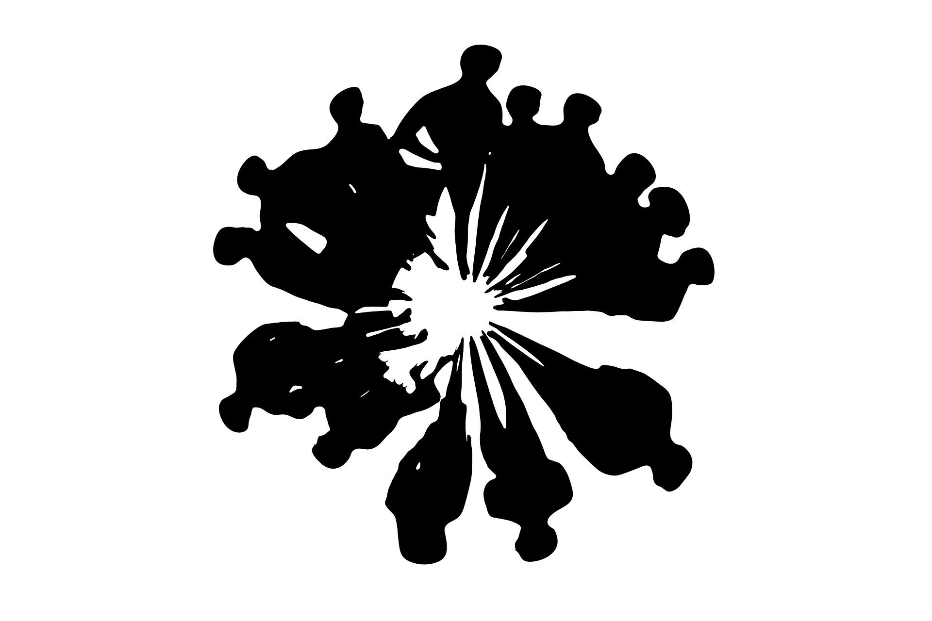 Grafik von schwarz gezeichneten Menschen, die im Kreis stehen. Veranschaulichung eines Teams.