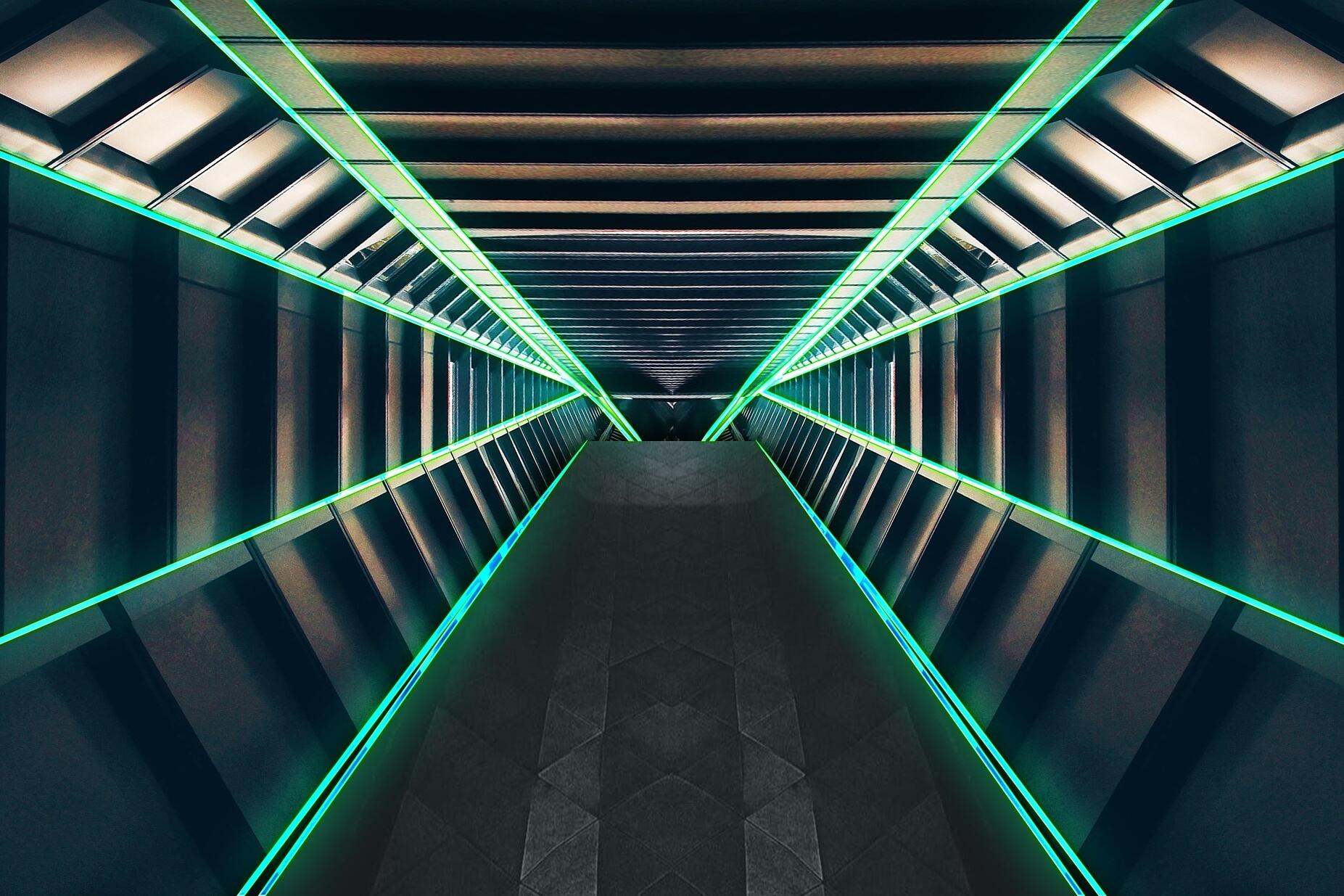 Abbildung eines futuristischen Tunnels oder Korridors