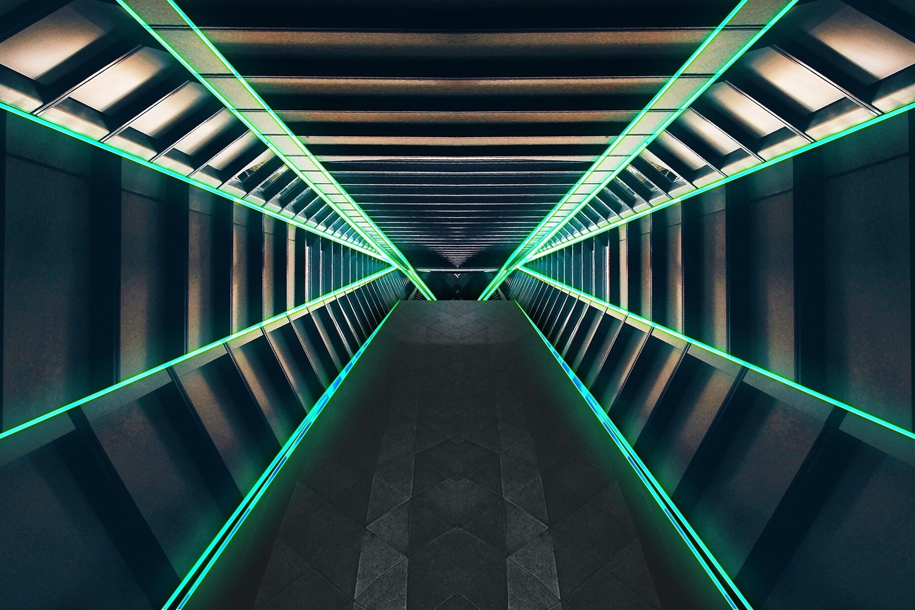 Abbildung eines futuristischen Tunnels oder Korridors