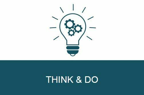 Darstellung einer Glühbirne, die strahlt, als Veranschaulichung des Podcast-Titels "Think &amp; Do"