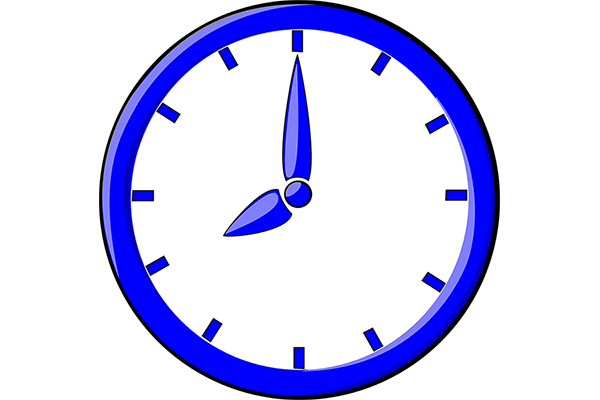 Grafischer Anzeige einer Wanduhr, die als Uhrzeit 8 Uhr anzeigt.
