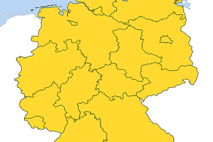 Abbildung der Deutschlandkarte in gelb.