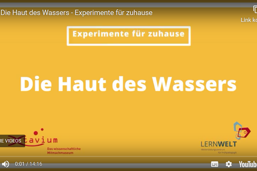 Startbild des Experimentiervideos "Die Haut des Wasser".